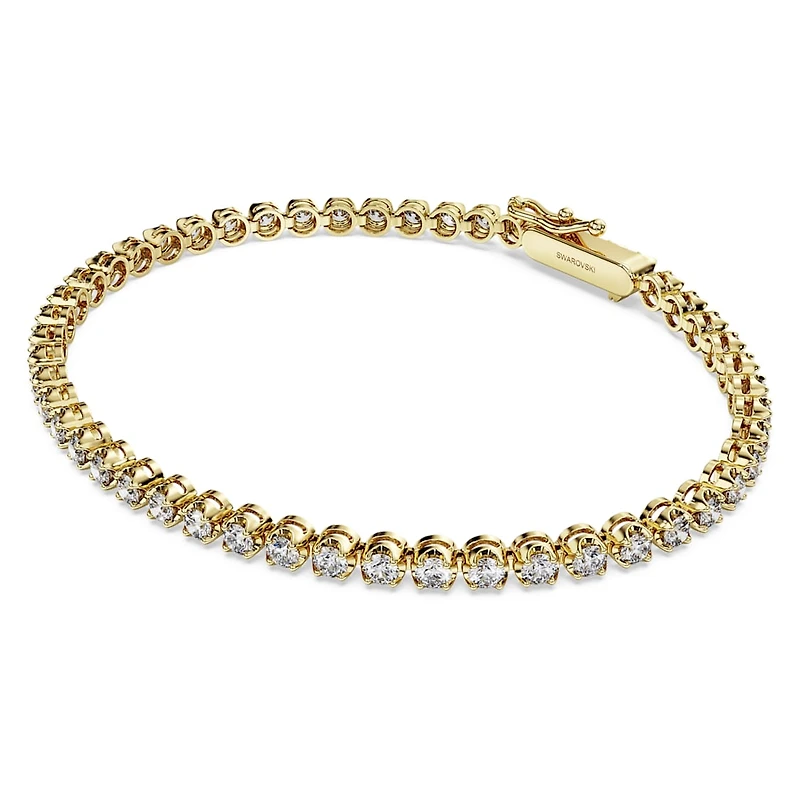 Eternity Tennis bracelet, Lab-grown diamonds 2.5 ct tw, Round shape, 14K yellow gold by SWAROVSKI