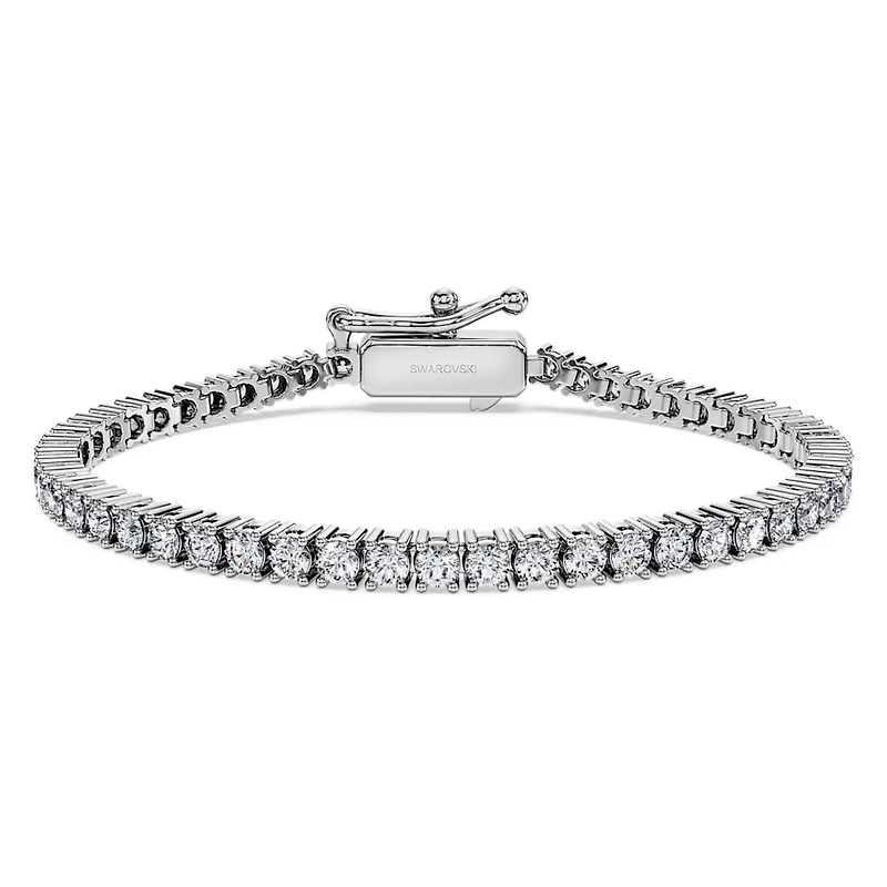 Eternity Tennis bracelet, Lab-grown diamonds 3 ct tw, Round shape, 14K white gold by SWAROVSKI