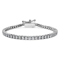 Eternity Tennis bracelet, Lab-grown diamonds 3 ct tw, Round shape, 14K white gold by SWAROVSKI