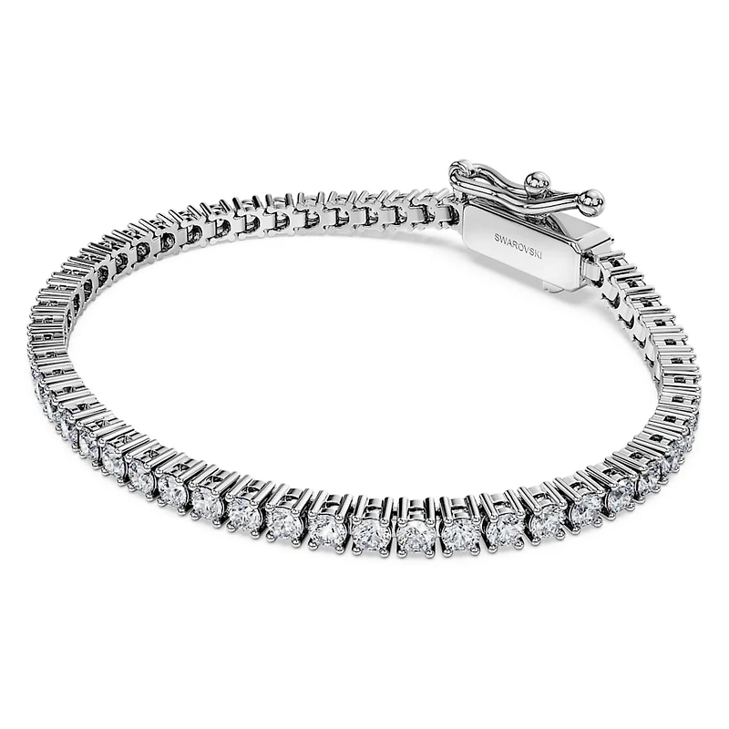 Eternity Tennis bracelet, Lab-grown diamonds 3 ct tw, Round shape, 14K white gold by SWAROVSKI
