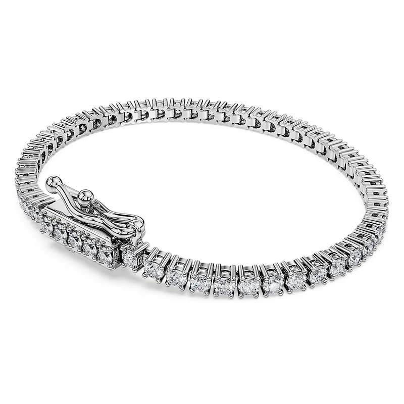 Eternity Tennis bracelet, Lab-grown diamonds 3 ct tw, Round shape, 14K white gold by SWAROVSKI