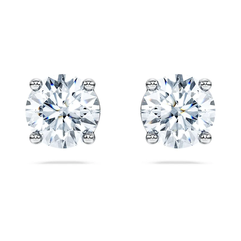 Eternity solitaire stud earrings, Lab-grown diamonds 2 ct tw, Round shape, 14K white gold by SWAROVSKI
