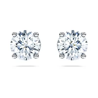 Eternity solitaire stud earrings, Lab-grown diamonds 2 ct tw, Round shape, 14K white gold by SWAROVSKI