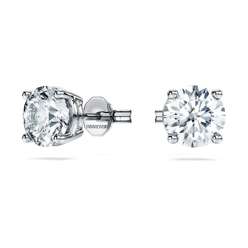 Eternity solitaire stud earrings, Lab-grown diamonds 2 ct tw, Round shape, 14K white gold by SWAROVSKI