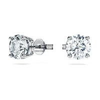 Eternity solitaire stud earrings, Lab-grown diamonds 2 ct tw, Round shape, 14K white gold by SWAROVSKI