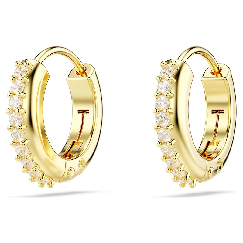 Matrix hoop earrings, Round cut, White