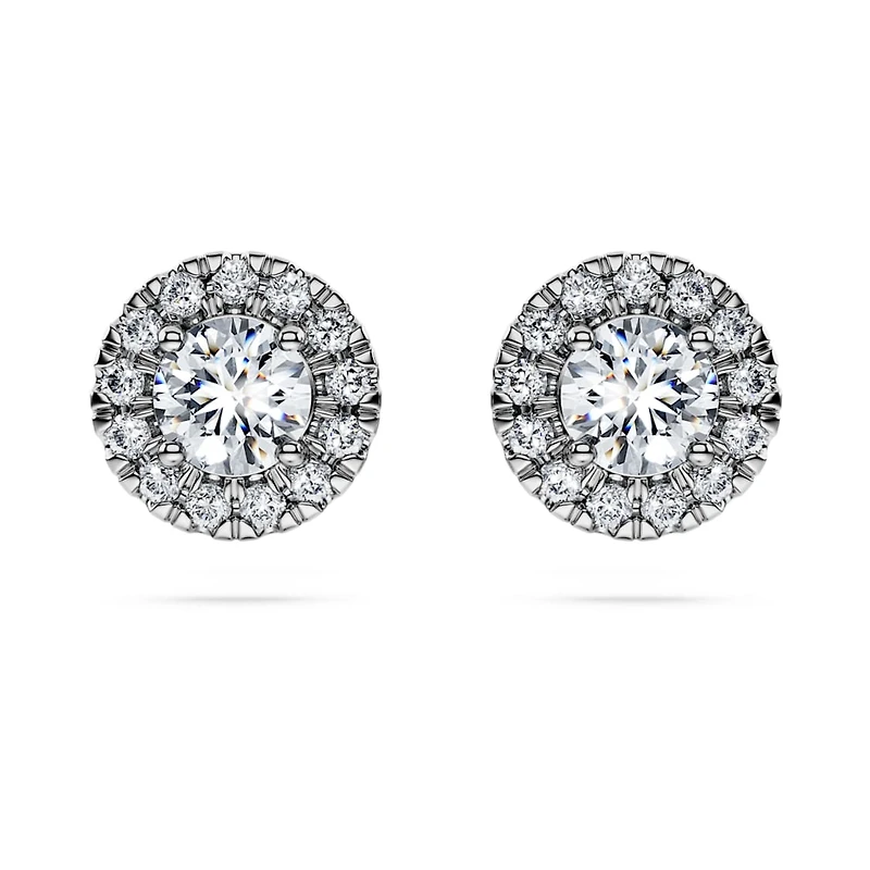 Eternity halo stud earrings, Lab-grown diamonds ct tw, Round shape