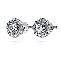 Eternity halo stud earrings, Lab-grown diamonds ct tw, Round shape