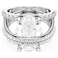 Hyperbola cocktail ring, Mixed cuts, White, Rhodium plated by SWAROVSKI
