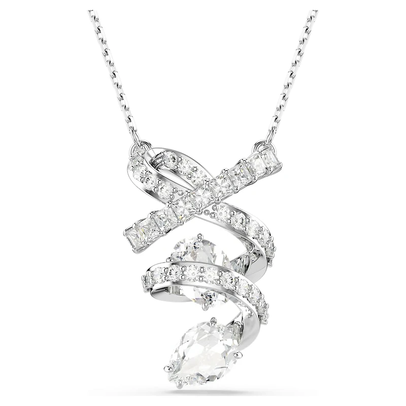 Hyperbola pendant, Mixed cuts, White, Rhodium plated by SWAROVSKI