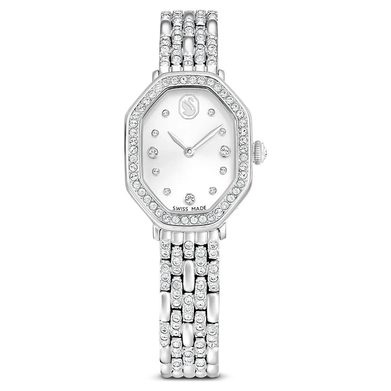 Dextera octagon watch, Swiss Made, Metal bracelet, Silver Tone, Stainless steel by SWAROVSKI