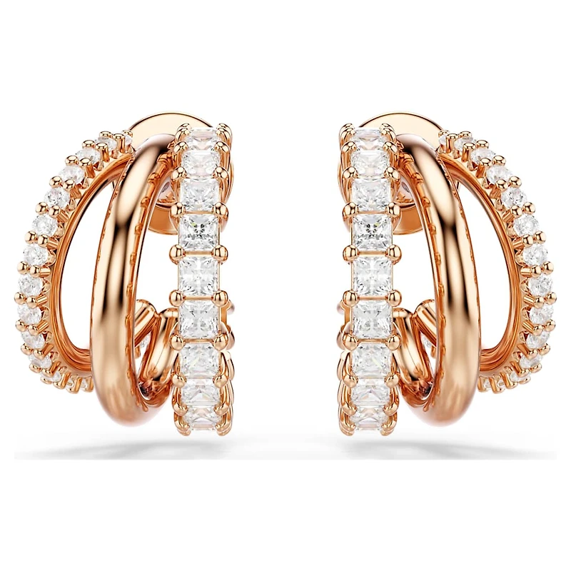 Hyperbola hoop earrings, Mixed cuts, Mini, White, Rose gold-tone plated by SWAROVSKI