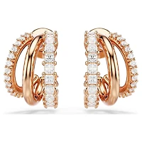 Hyperbola hoop earrings, Mixed cuts, Mini, White, Rose gold-tone plated by SWAROVSKI