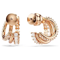 Hyperbola hoop earrings, Mixed cuts, Mini, White, Rose gold-tone plated by SWAROVSKI