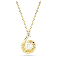 Snake pendant, Crystal pearl, Mixed cuts, Year of the Snake, White, Gold-tone plated by SWAROVSKI