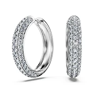 Eternity hoop earrings, Lab-grown diamonds 2 ct tw, Round shape, 14K white gold by SWAROVSKI