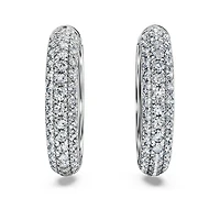 Eternity hoop earrings, Lab-grown diamonds 2 ct tw, Round shape, 14K white gold by SWAROVSKI