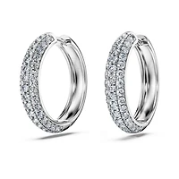 Eternity hoop earrings, Lab-grown diamonds 2 ct tw, Round shape, 14K white gold by SWAROVSKI