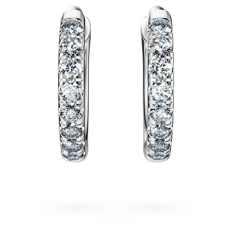 Eternity hoop earrings, Lab-grown diamonds 0.1 ct tw, Round shape, Small, 14K white gold by SWAROVSKI