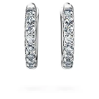Eternity hoop earrings, Lab-grown diamonds 0.1 ct tw, Round shape, Small, 14K white gold by SWAROVSKI