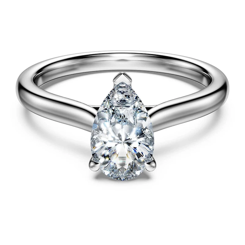 Eternity solitaire ring, Lab-grown diamonds 1 ct tw, Pear shape, 14K white gold by SWAROVSKI
