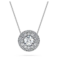 Eternity halo solitaire pendant, Lab-grown diamonds 2 ct tw, Round shape, 14K white gold by SWAROVSKI