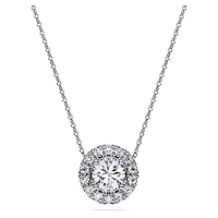 Eternity halo solitaire pendant, Lab-grown diamonds 1 ct tw, Round shape, 14K white gold by SWAROVSKI