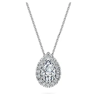 Eternity halo solitaire pendant, Lab-grown diamonds 1 ct tw, Pear shape, 14K white gold by SWAROVSKI