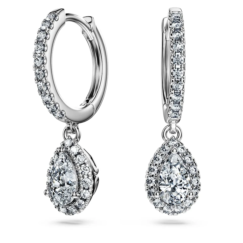Eternity drop earrings, Lab-grown diamonds 1.25 ct tw, Pear shape, 14K white gold by SWAROVSKI