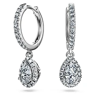Eternity drop earrings, Lab-grown diamonds 1.25 ct tw, Pear shape, 14K white gold by SWAROVSKI