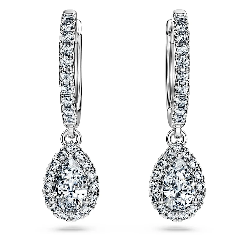 Eternity drop earrings, Lab-grown diamonds 1.25 ct tw, Pear shape, 14K white gold by SWAROVSKI