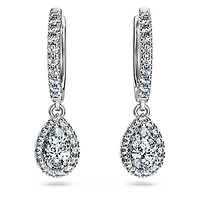 Eternity drop earrings, Lab-grown diamonds 1.25 ct tw, Pear shape, 14K white gold by SWAROVSKI
