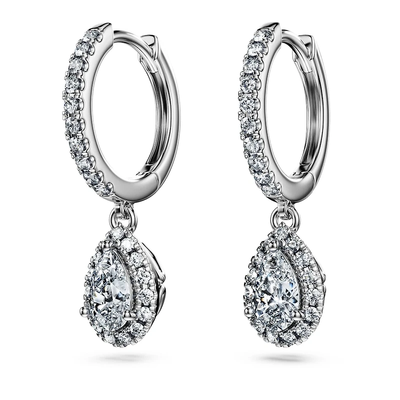 Eternity drop earrings, Lab-grown diamonds 1.25 ct tw, Pear shape, 14K white gold by SWAROVSKI