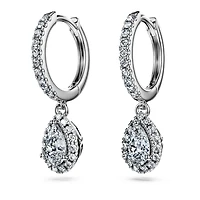 Eternity drop earrings, Lab-grown diamonds 1.25 ct tw, Pear shape, 14K white gold by SWAROVSKI