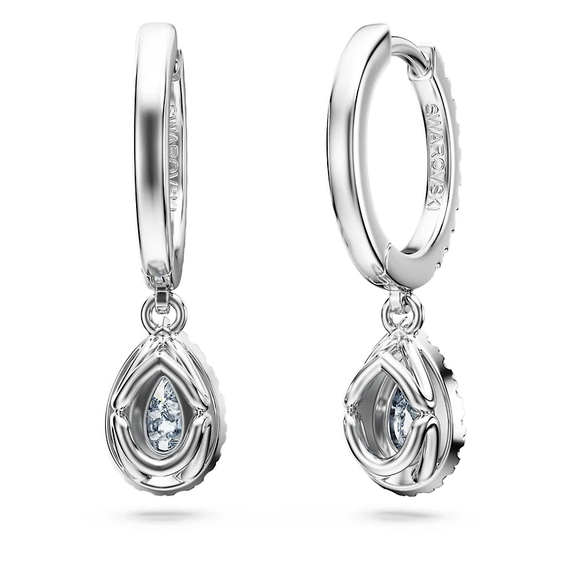 Eternity drop earrings, Lab-grown diamonds 1.25 ct tw, Pear shape, 14K white gold by SWAROVSKI