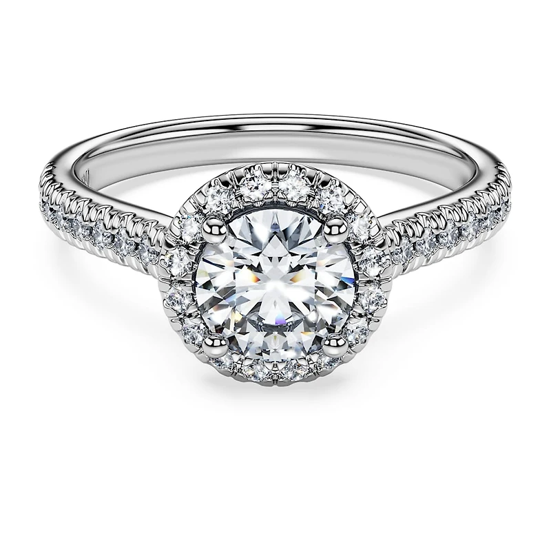 Eternity halo solitaire ring, Lab-grown diamonds ct tw, Round shape