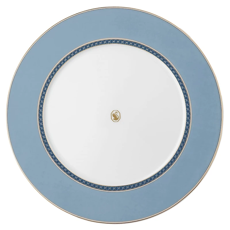Signum dinner plate, Porcelain, Blue by SWAROVSKI