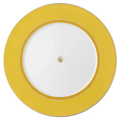 Signum dinner plate, Porcelain, Yellow by SWAROVSKI