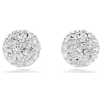 Dextera stud earrings, Round cut, Sphere, White, Rhodium plated by SWAROVSKI