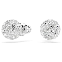 Dextera stud earrings, Round cut, Sphere, White, Rhodium plated by SWAROVSKI