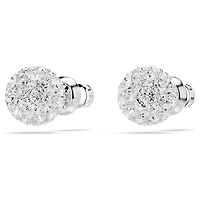 Dextera stud earrings, Round cut, Sphere, White, Rhodium plated by SWAROVSKI