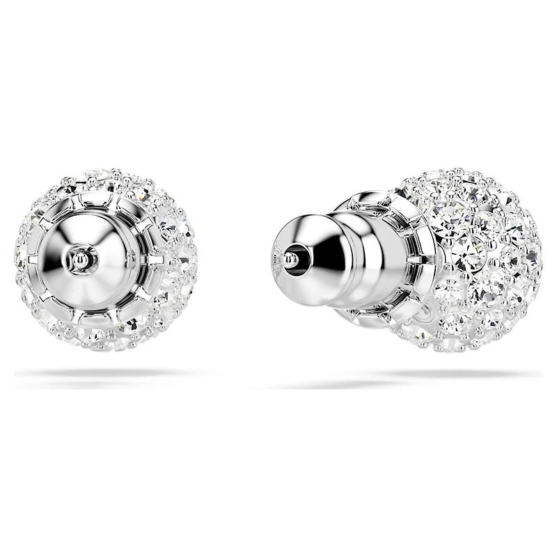 Dextera stud earrings, Round cut, Sphere, White, Rhodium plated by SWAROVSKI
