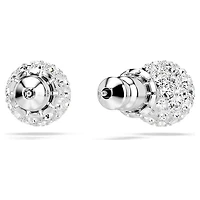 Dextera stud earrings, Round cut, Sphere, White, Rhodium plated by SWAROVSKI