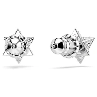 Dextera stud earrings, Round cut, Star, White, Rhodium plated by SWAROVSKI