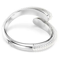 Sublima cuff, Crystal pearl, Round cut, White, Rhodium plated by SWAROVSKI