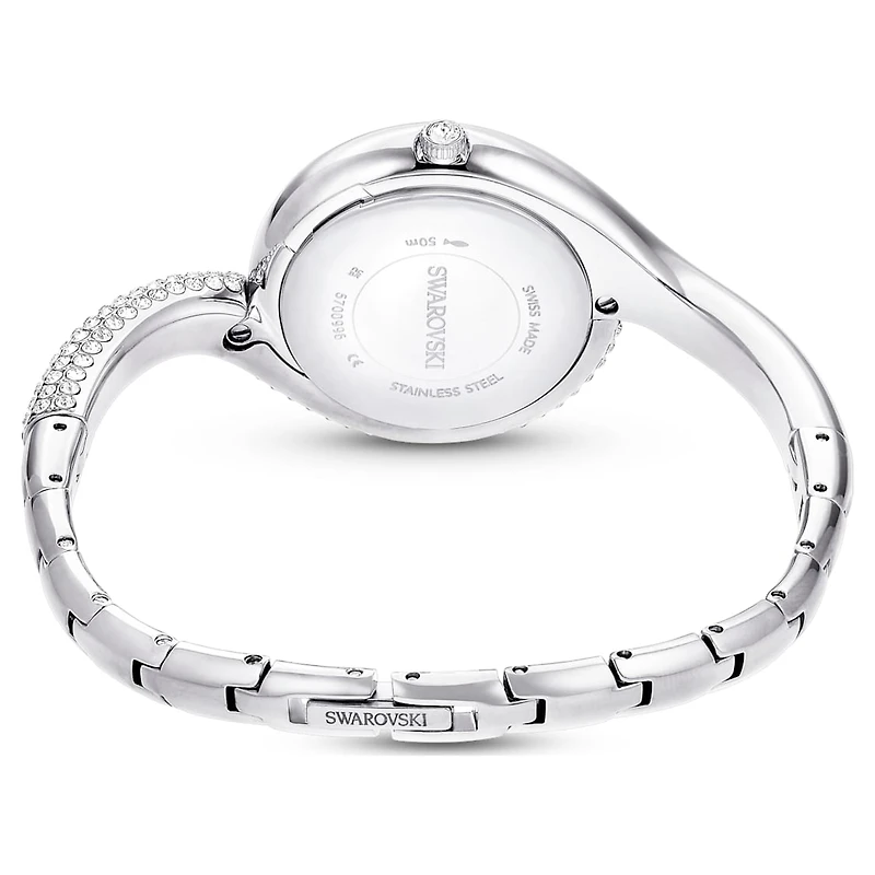 Dextera asymmetric watch, Swiss Made, Metal bracelet, Silver tone, Stainless Steel by SWAROVSKI