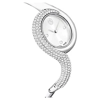 Dextera asymmetric watch, Swiss Made, Metal bracelet, Silver tone, Stainless Steel by SWAROVSKI