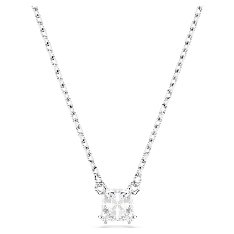 Stilla Attract pendant, Square cut, White, Rhodium plated by SWAROVSKI