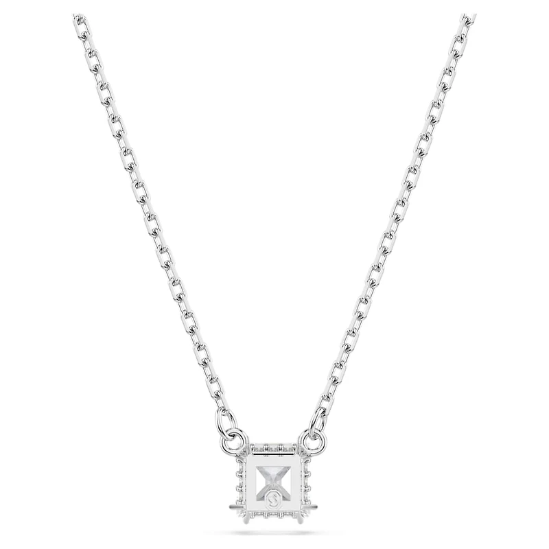 Stilla Attract pendant, Square cut, White, Rhodium plated by SWAROVSKI