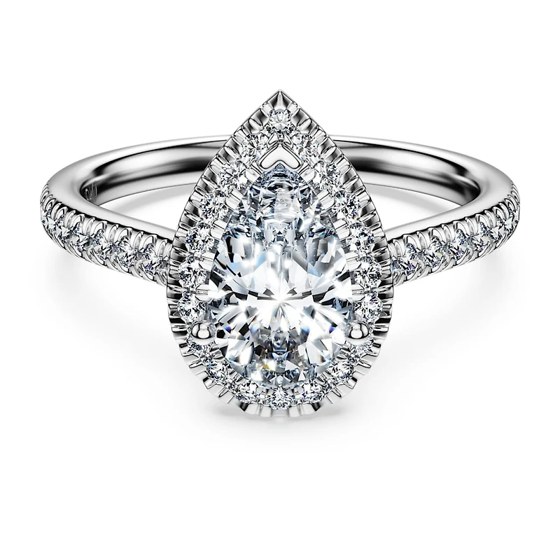 Eternity halo solitaire ring, Lab-grown diamonds 1.3 ct tw, Mixed shapes, 14K white gold by SWAROVSKI